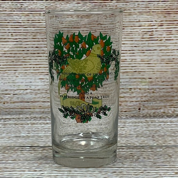 Vintage Twelve Days of Christmas 4th Day Colly Birds 12 oz Tumbler Collins Glass - Picture 2 of 5